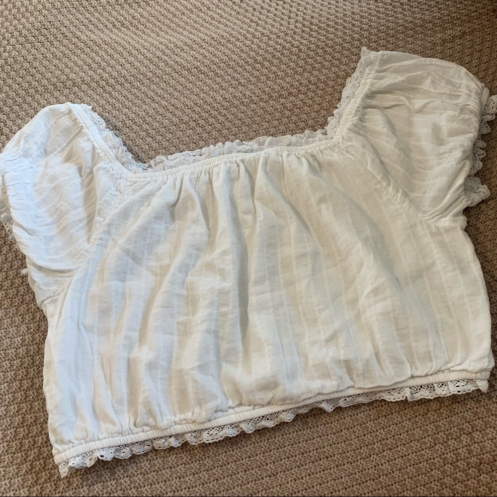 Cute White Puff Sleeve Crop Top